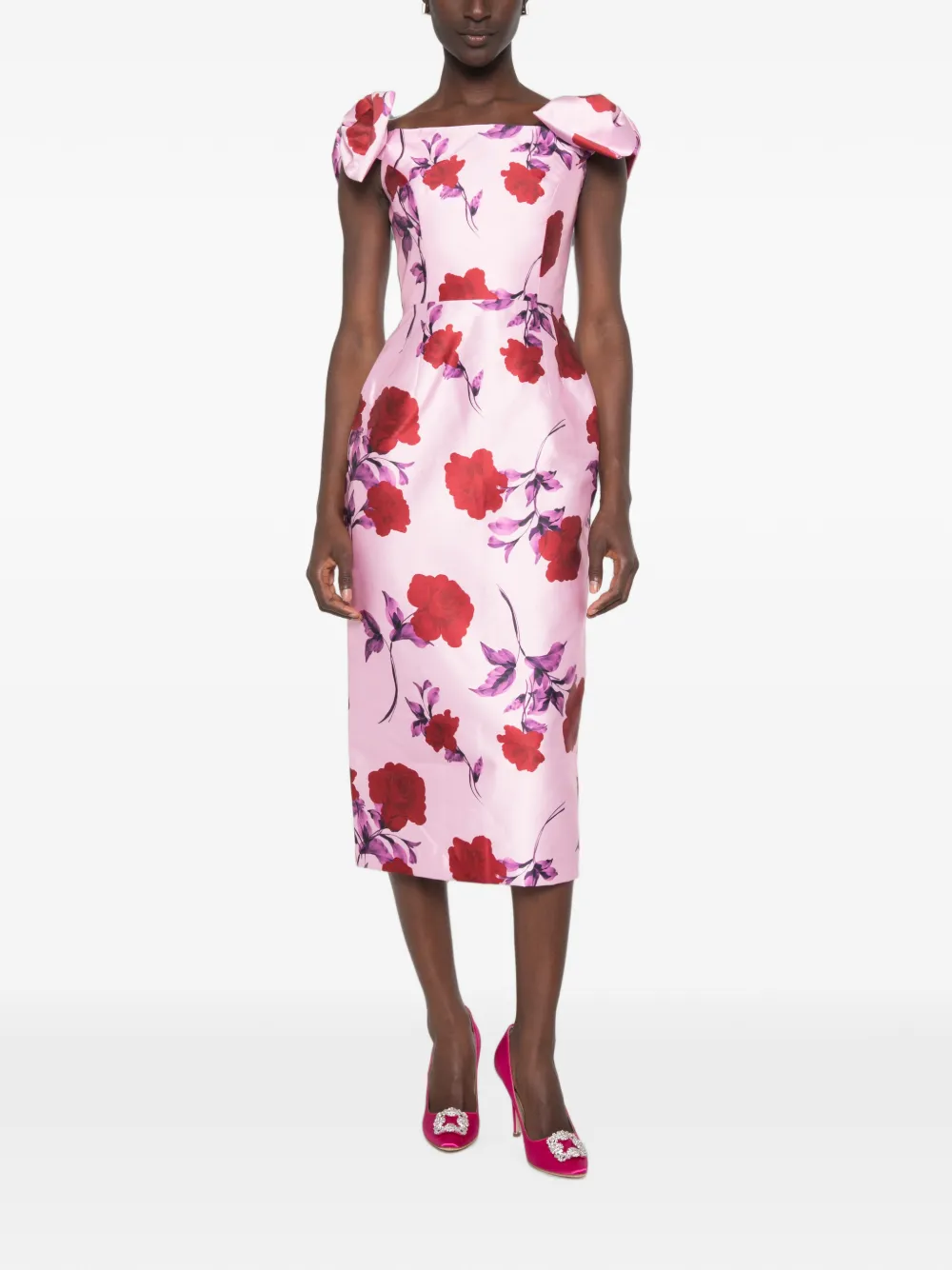 Rebecca Vallance Melora off-shoulder midi-jurk Roze