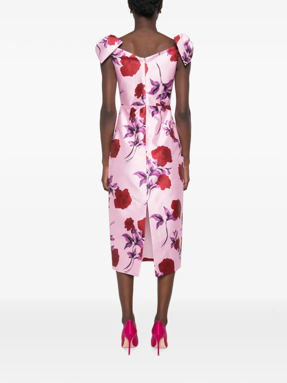 Rebecca Vallance Melora off-shoulder midi-jurk Roze