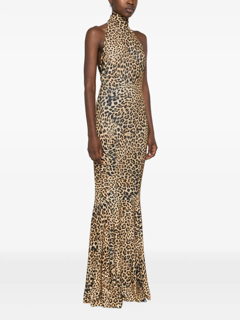 Norma Kamali Halterjurk met fishtail afwerking Beige
