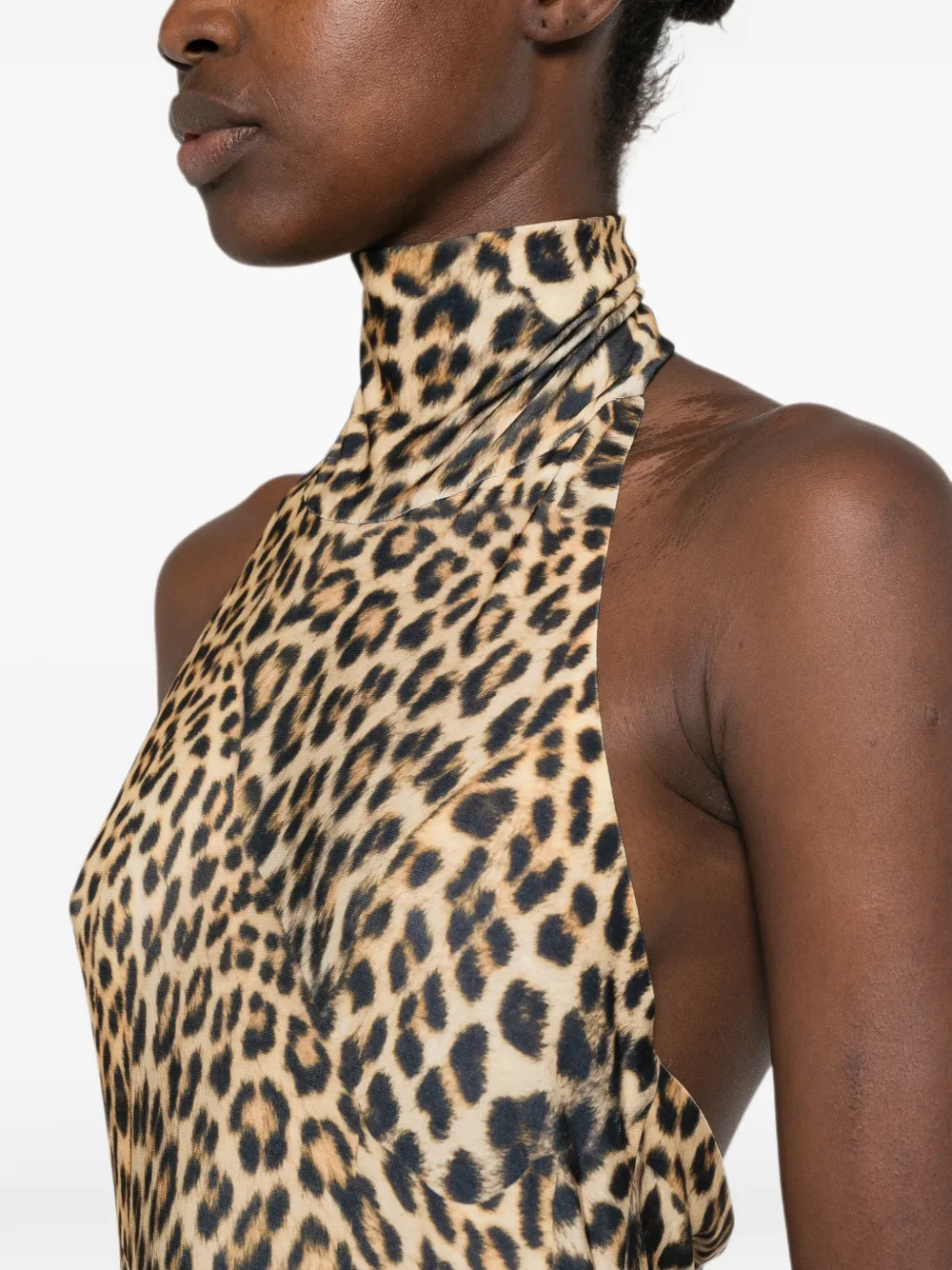 Norma Kamali Halterjurk met fishtail afwerking Beige