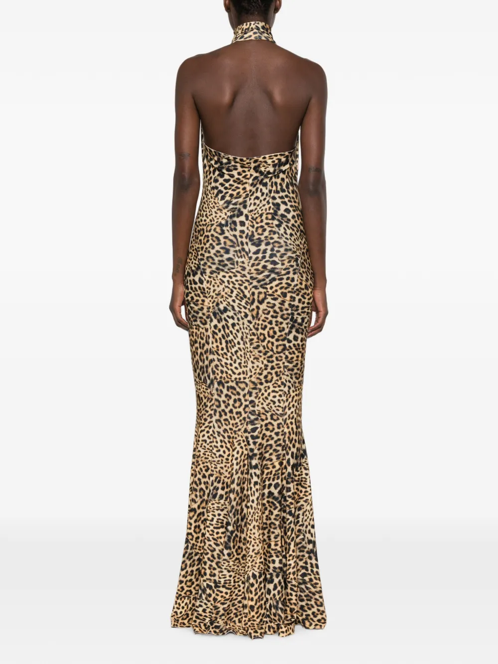 Norma Kamali Halterjurk met fishtail afwerking Beige