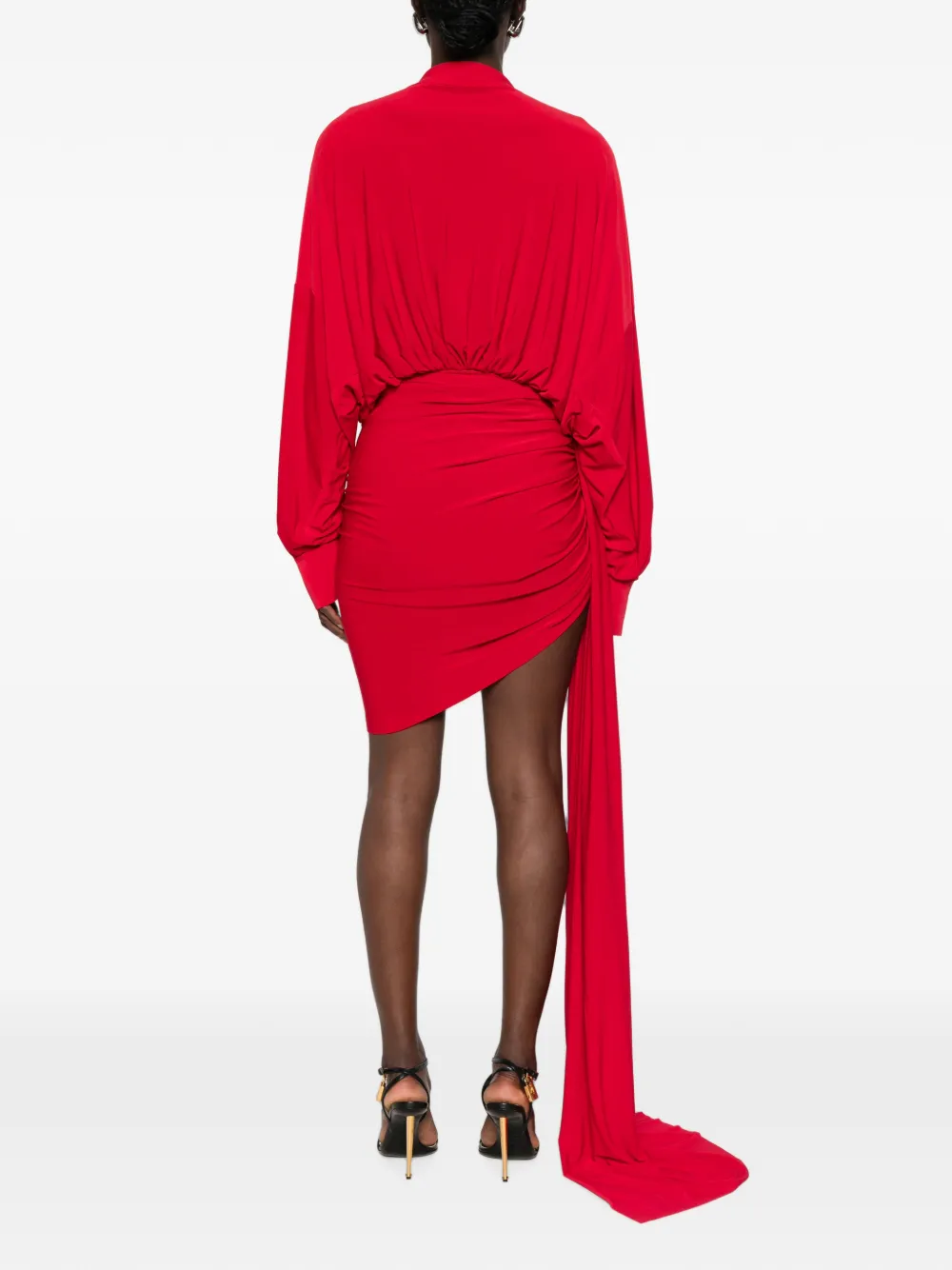Norma Kamali Oversized gedrapeerde jurk met strik Rood