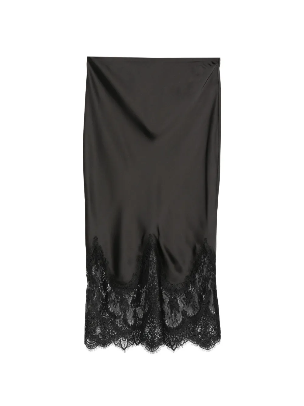 Norma Kamali lace-trim midi skirt - Schwarz