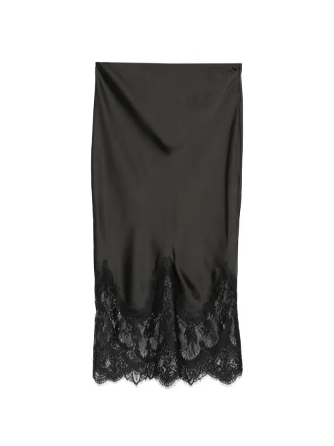 Norma Kamali lace-trim midi skirt