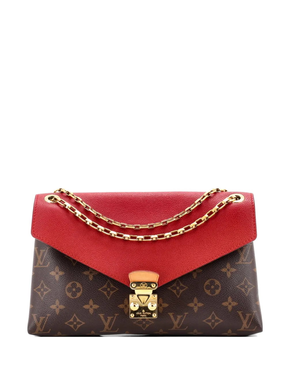 Louis Vuitton Pre-Owned Pallas Chain Monogram Canvas and Calfskin shoulder bag - Braun