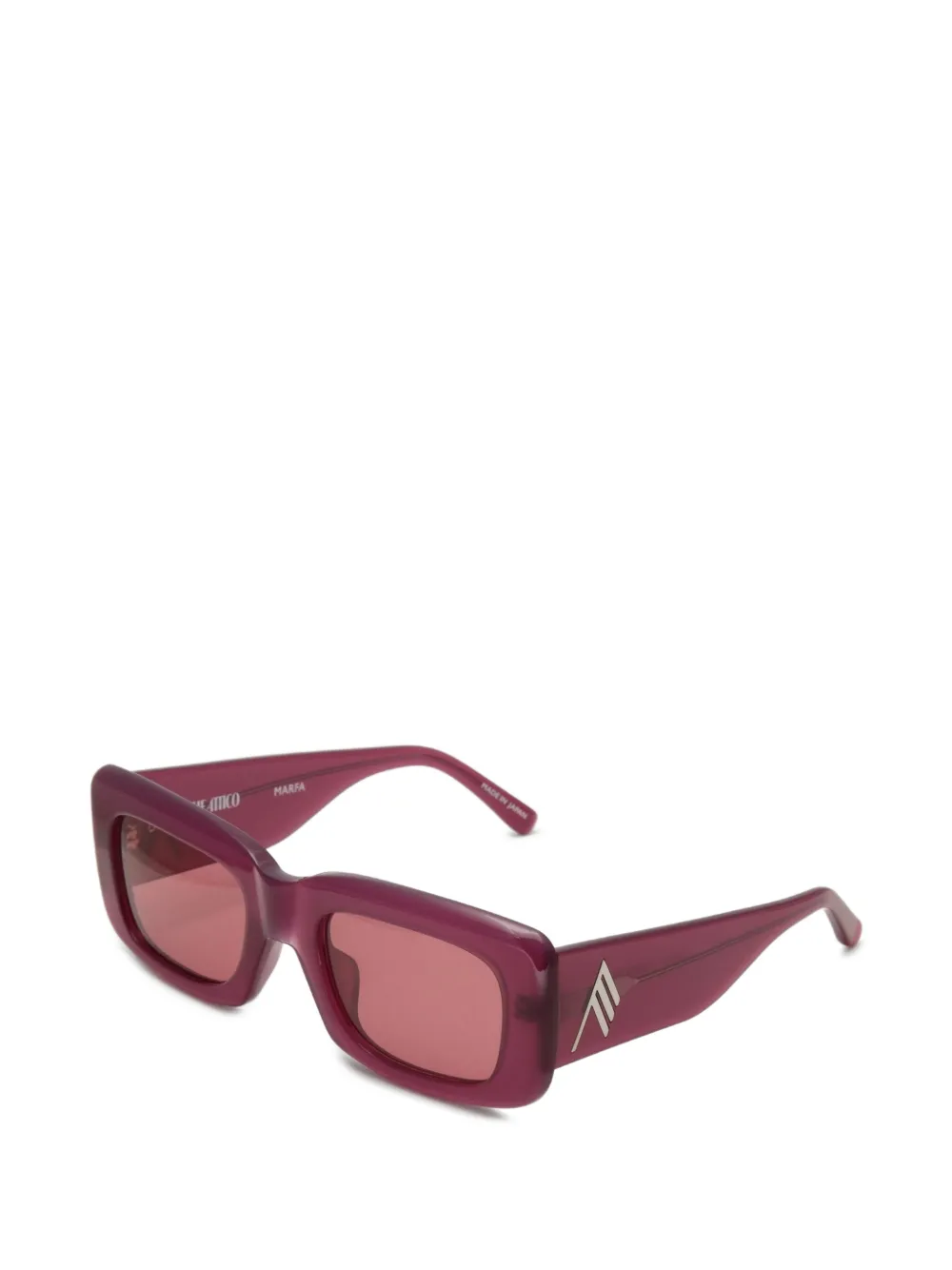 The Attico x Linda Farrow Marfa zonnebril met rechthoekig montuur Rood