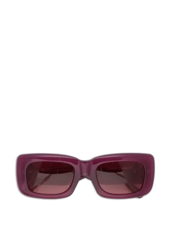 The Attico X Linda Farrow Marfa Rectangle-frame Sunglasses in Red