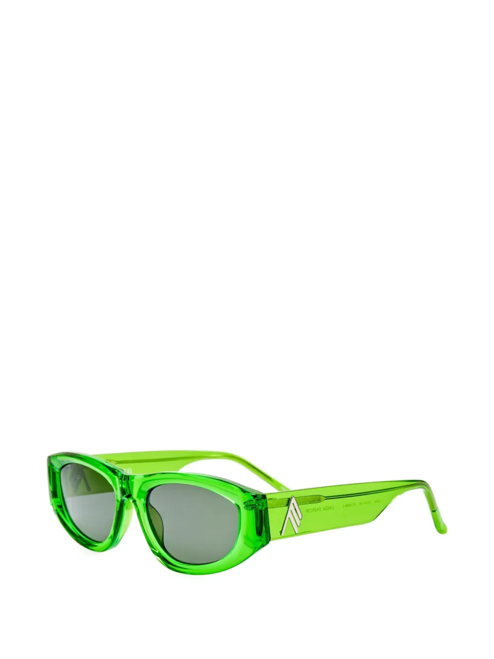 The Attico x Linda Farrow Maya zonnebril met geometrisch montuur Groen