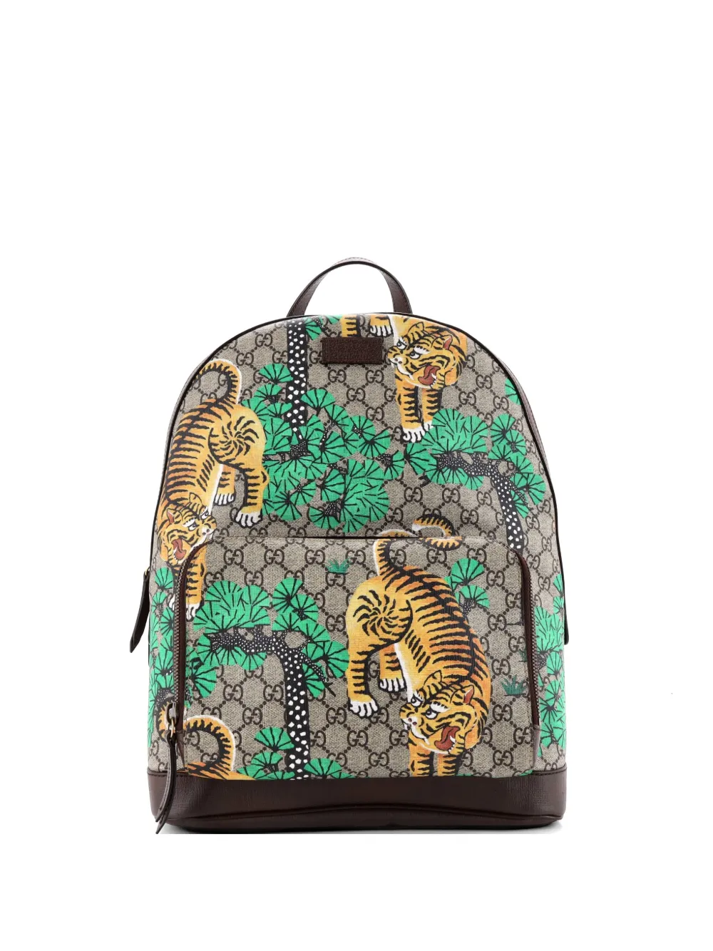 Gucci Pre-Owned Zip Pocket Bengal Print GG Coated Canvas Medium backpack - Braun