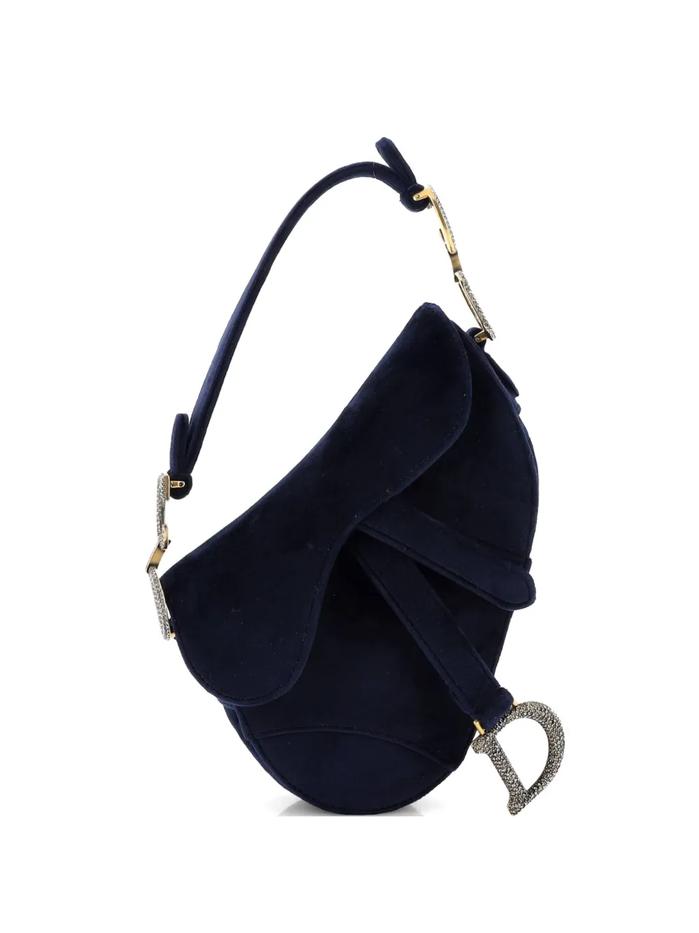 Christian Dior Pre-Owned Saddle Handbag Velvet with Crystals Mini shoulder bag - Blu