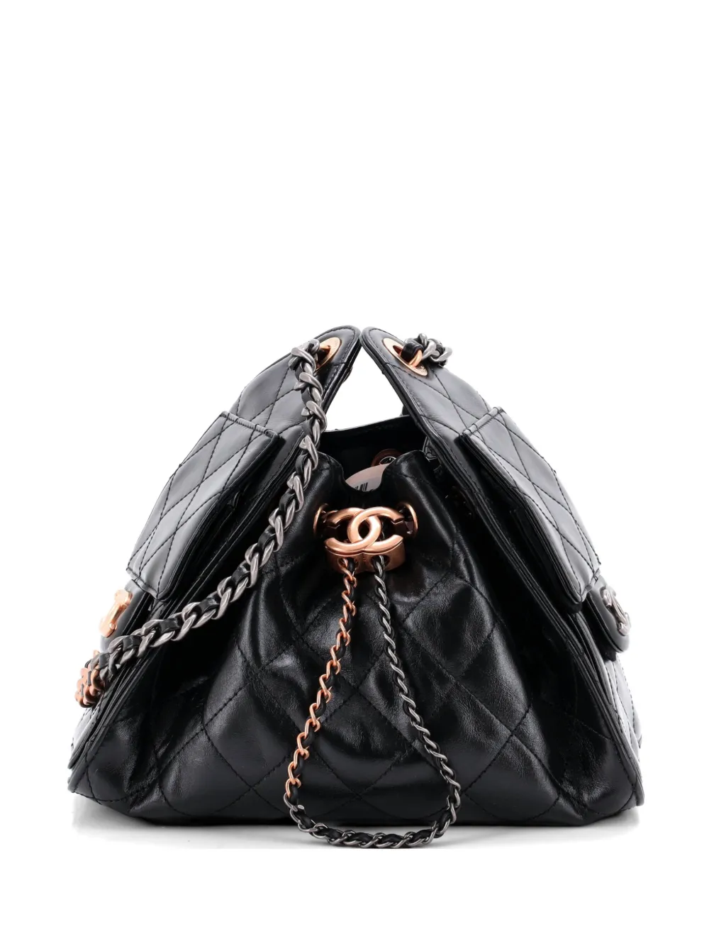 CHANEL Pre-Owned 25 Quilted Shiny Crumpled Calfskin Mini hobo bag - Nero