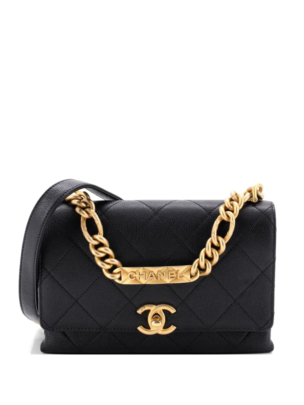 CHANEL Pre-Owned Bracelet On Chain Flap Bag Quilted Caviar Mini crossbody bag - Nero