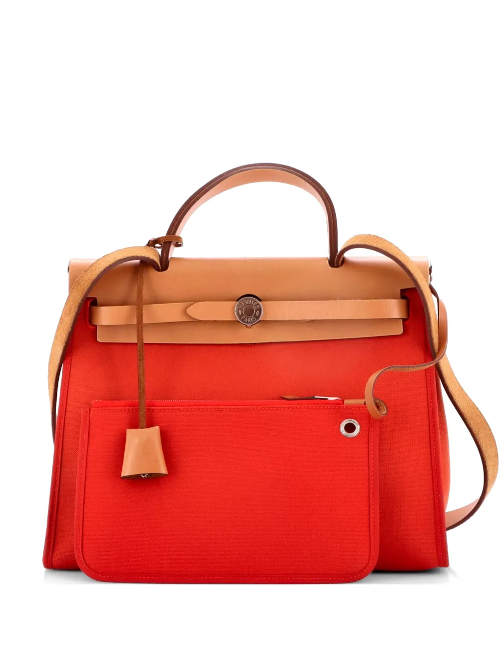 Hermès Pre-Owned Herbag Zip Leather and Toile 31 shoulder bag - Marrone