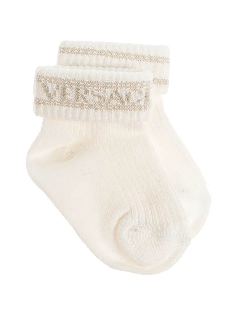 Versace Kids logo-detail ribbed-knit socks (set of two) - Toni neutri