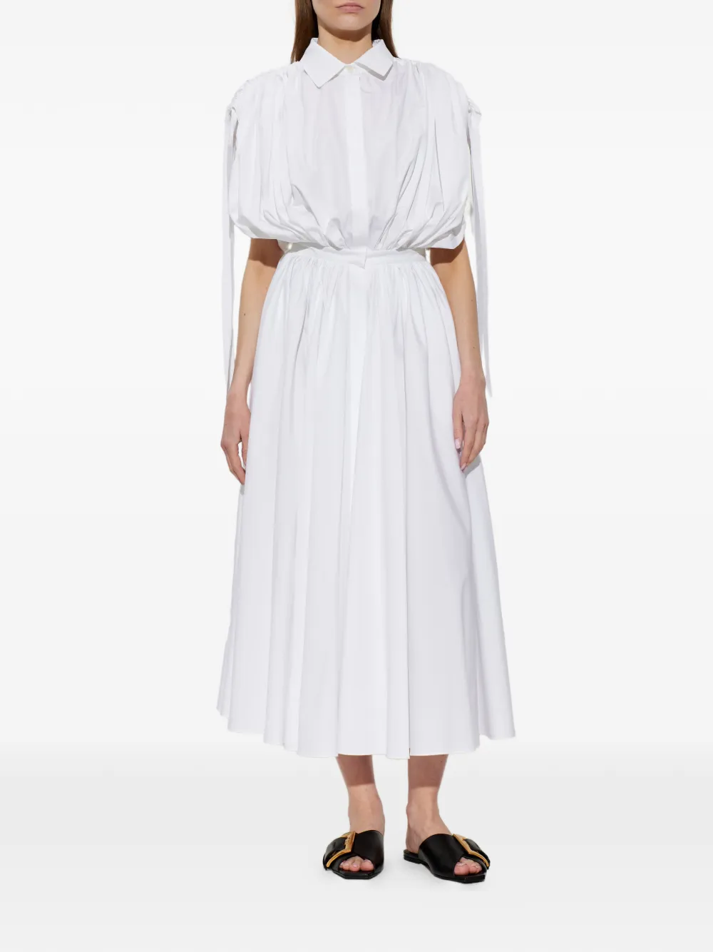Givenchy Popeline maxi-jurk met ruches Wit