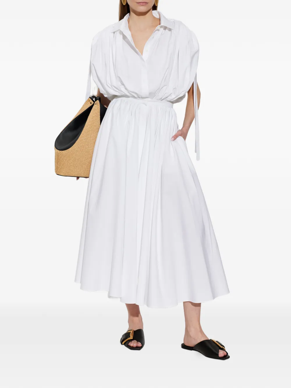 Givenchy Popeline maxi-jurk met ruches Wit