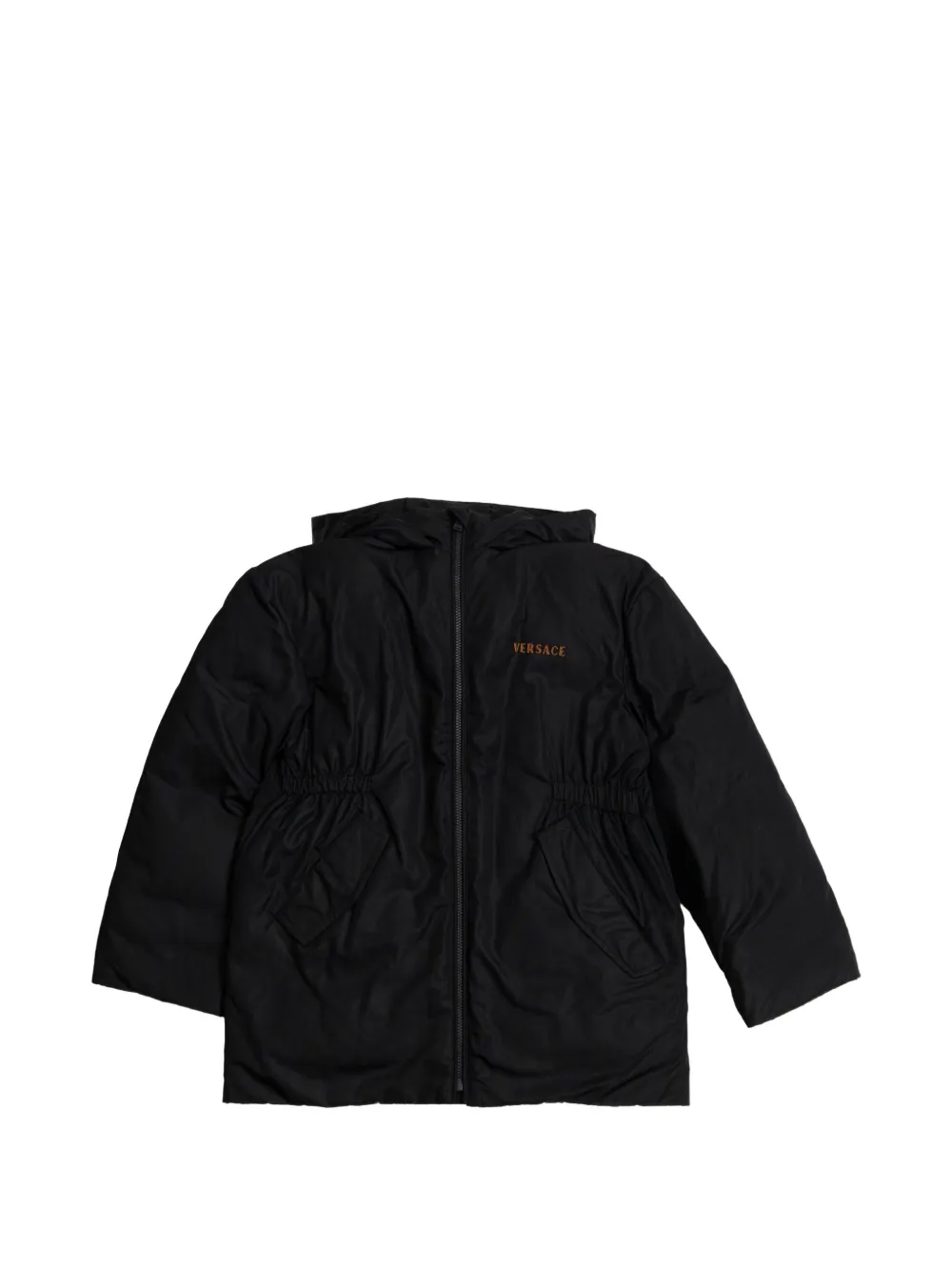 Versace Kids logo-embroidered hooded jacket - Nero
