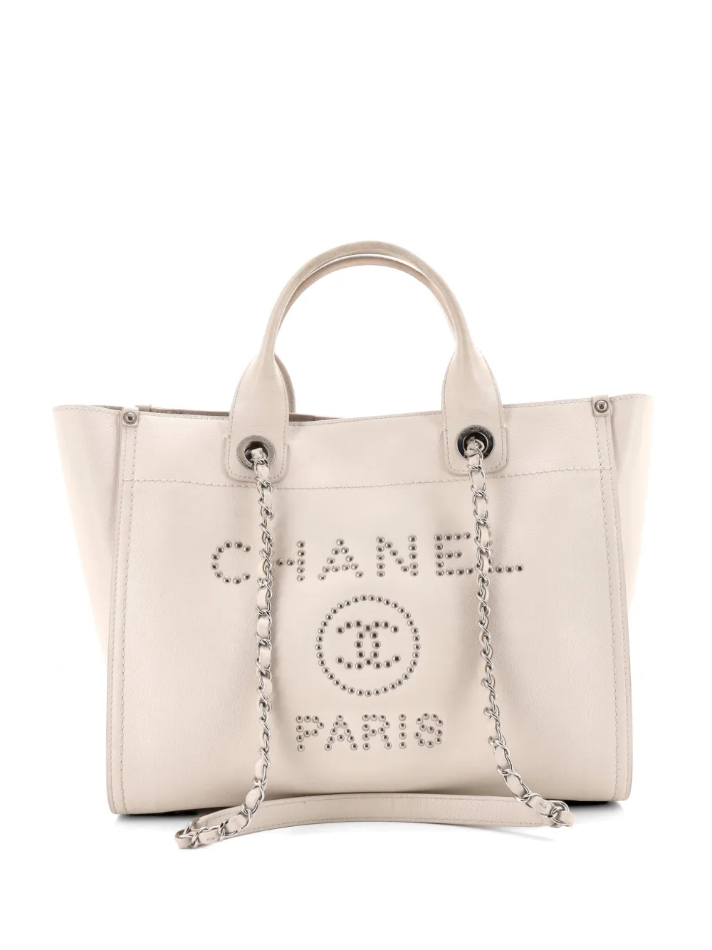 CHANEL Pre-Owned Deauville Studded Caviar Small tote bag - Nude