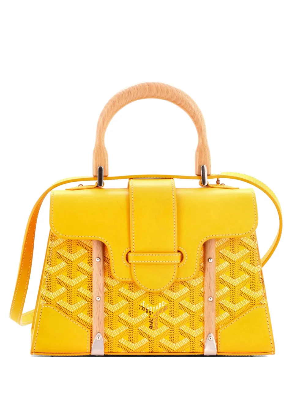 Goyard Pre-Owned Structured Saigon Top Handle Bag Coated Canvas with Leather Mini satchel - Giallo