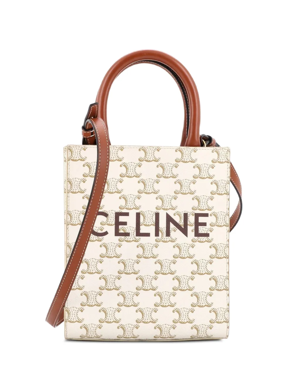 Celine Pre-Owned Vertical Cabas Tote Triomphe Coated Canvas Mini satchel - Marrone