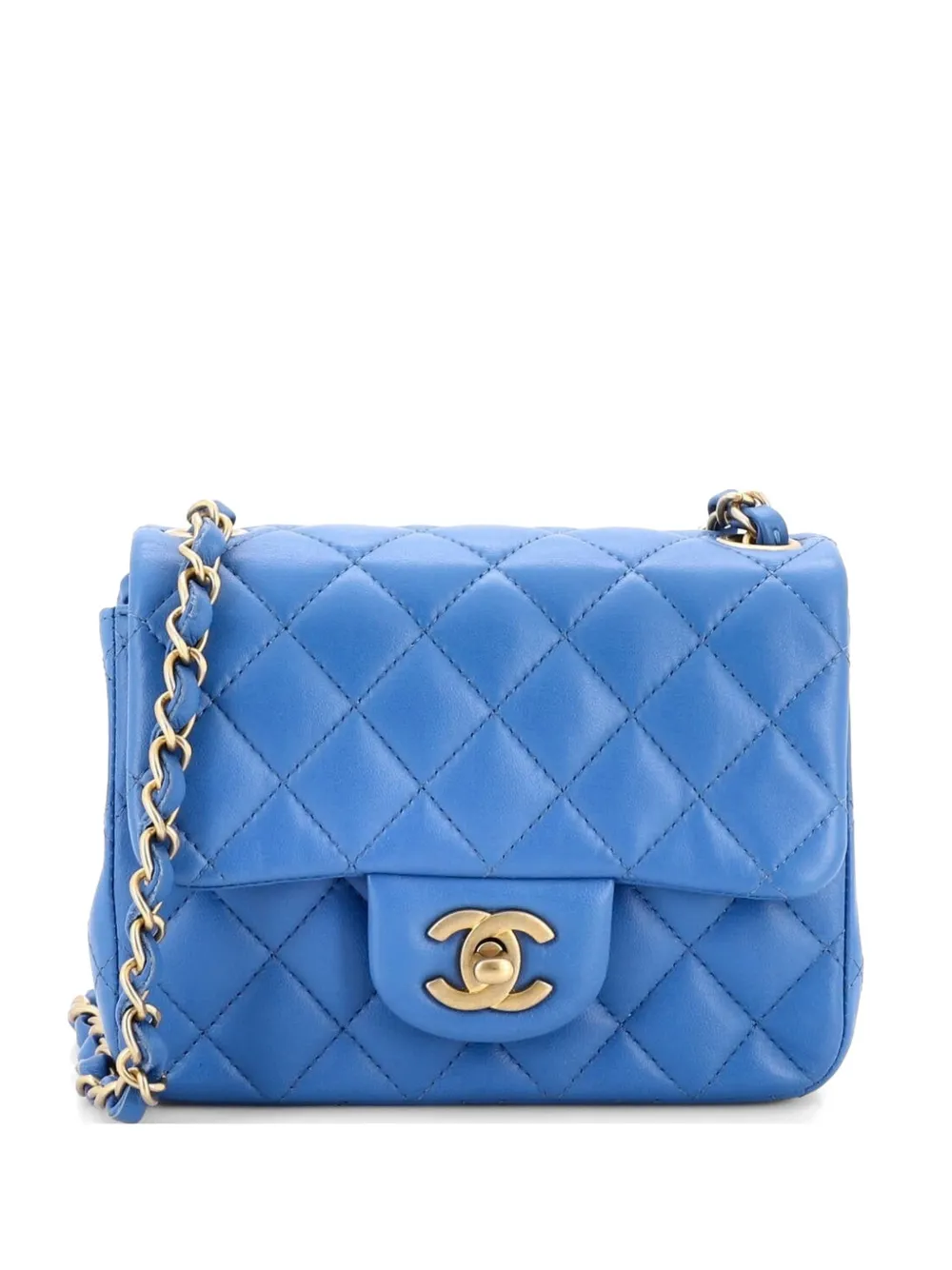 CHANEL Pre-Owned Square Classic Single Flap Bag Quilted Lambskin Mini crossbody bag - Blu