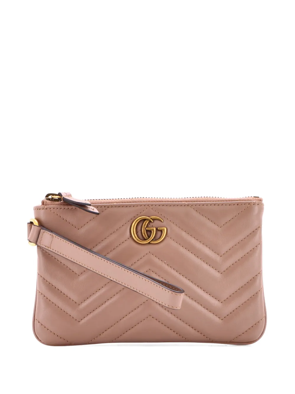 Gucci Pre-Owned GG Marmont Flat Wrist Wallet Matelasse Leather clutch bag - Nude