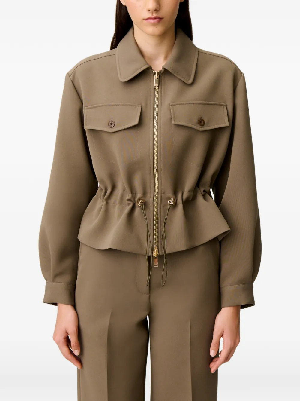 Claudie Pierlot Peplumjack met bloemdetail Bruin