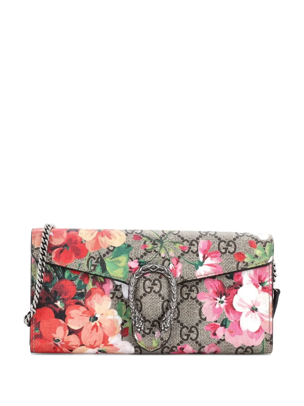 Gucci Pre-Owned Dionysus Chain Wallet Blooms Print GG Coated Canvas Long clutch bag - Braun