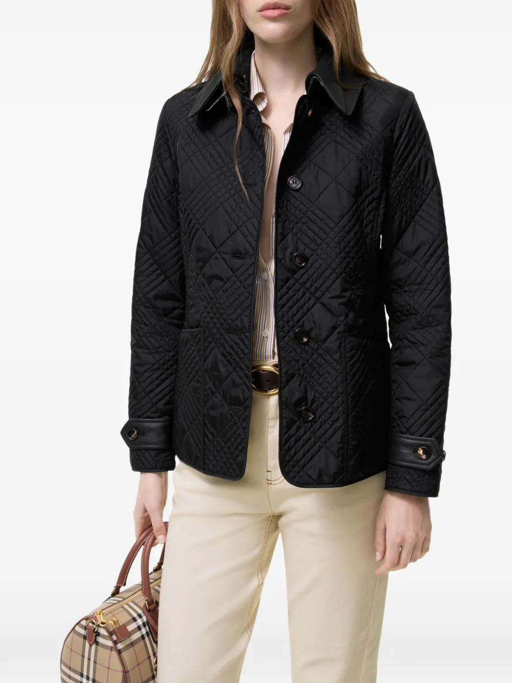 Burberry Fernleigh gewatteerd nylon donsjack Zwart