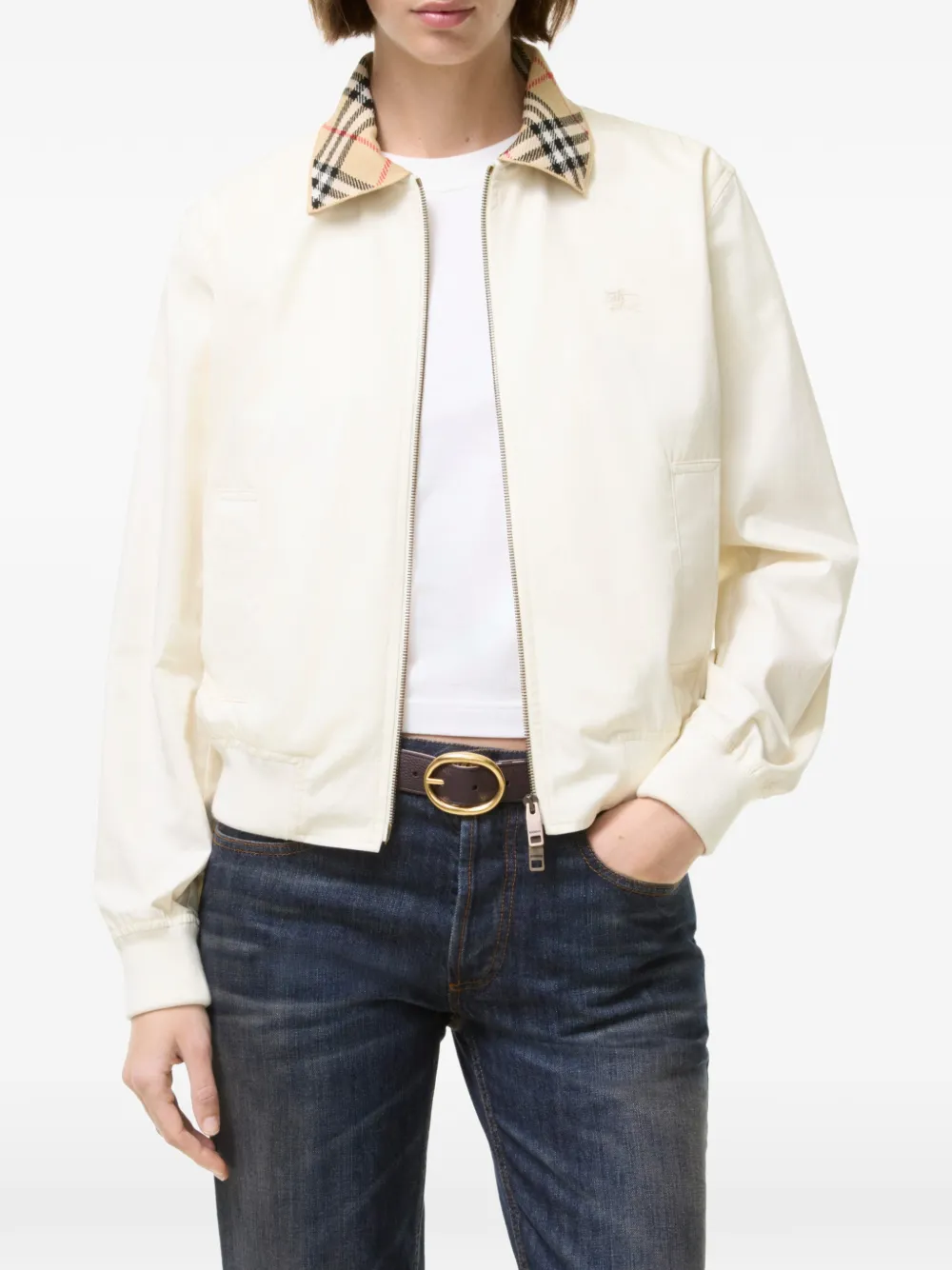 Burberry Hayfield gabardine cropped bomberjack Beige