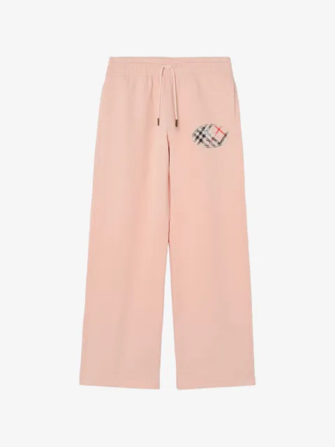 Burberry Pantaloni sportivi in cotone Check con Knight stamp