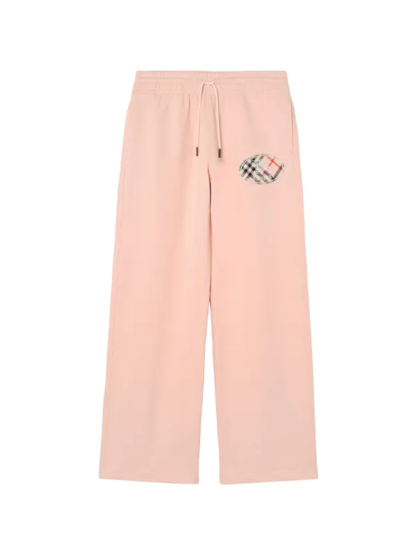 Burberry Check Knight-stamp Cotton Track Pants in Pink