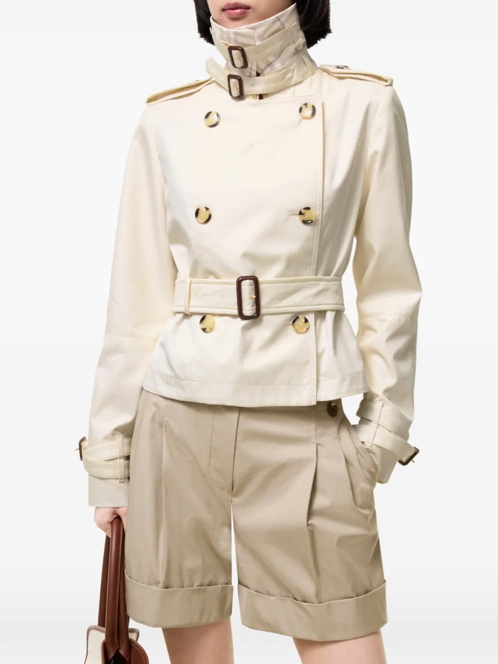 Burberry Swarby gabardine cropped trenchcoat Beige