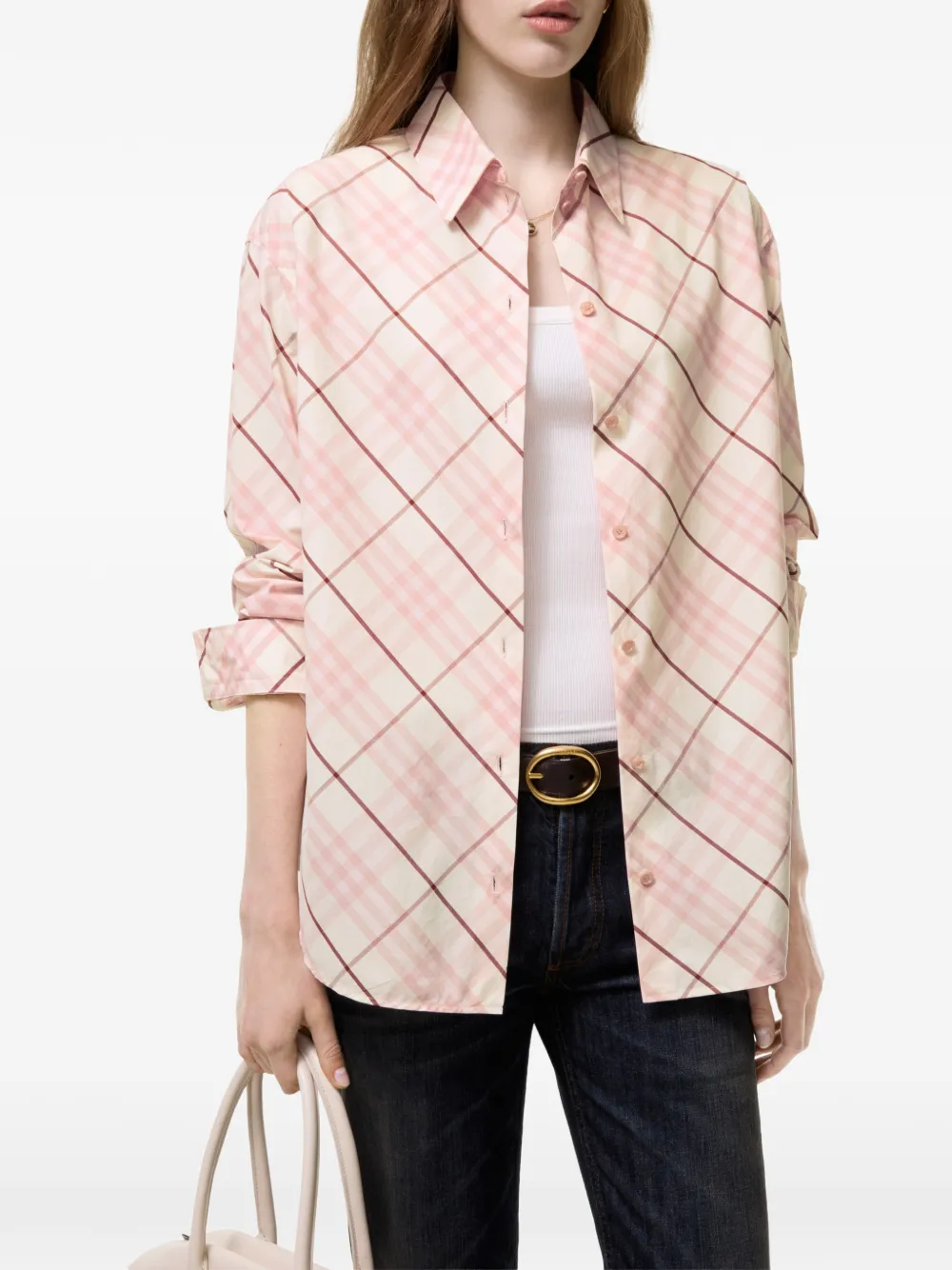 Burberry Check katoenen blouse Roze
