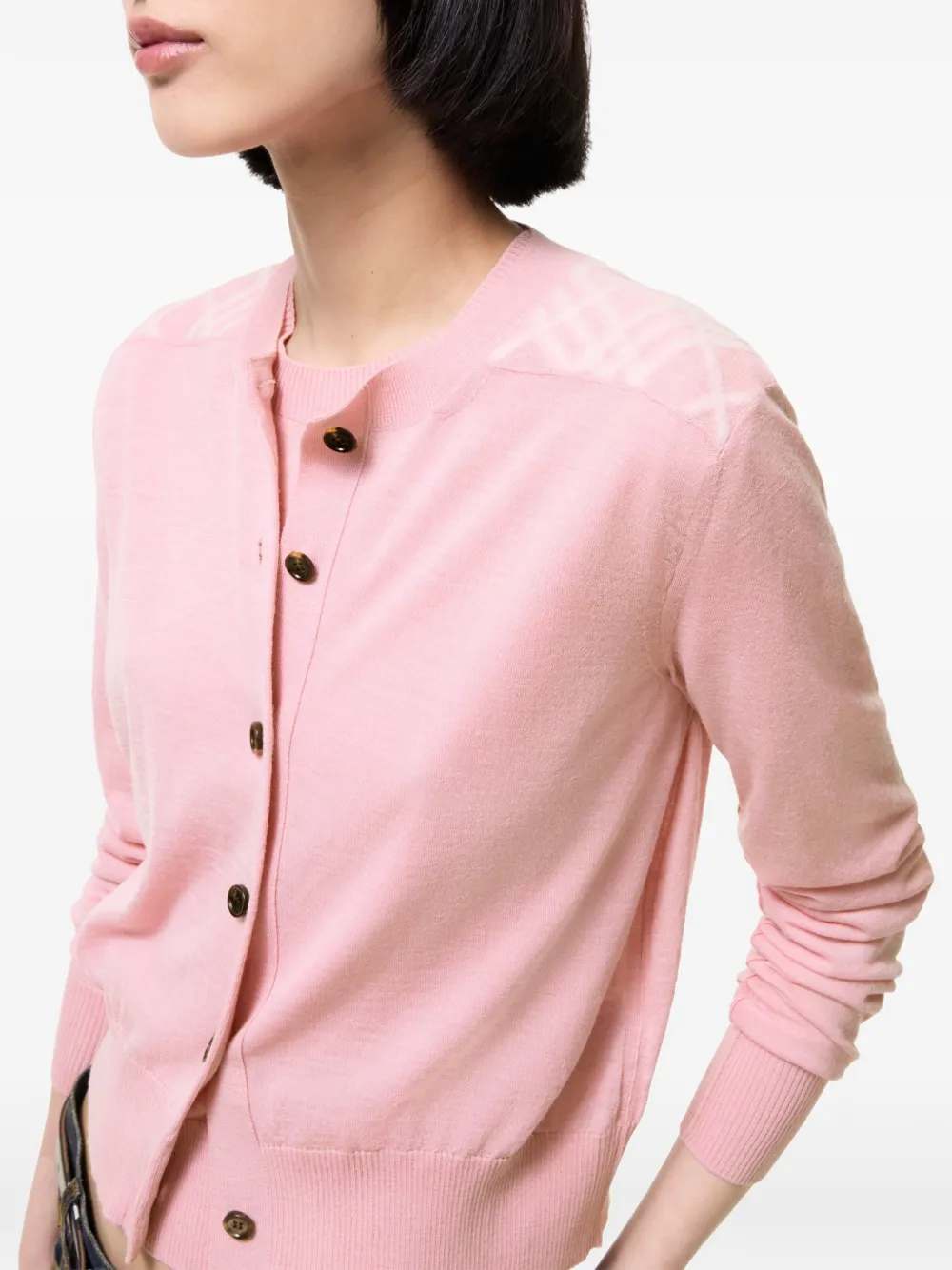Burberry Zijde-wollen vest met geruit vlak Roze