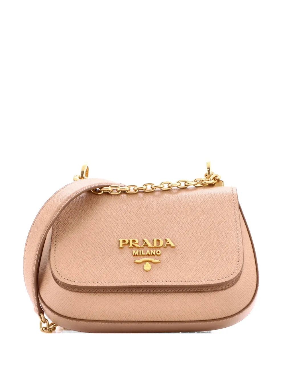 Prada Pre-Owned Round Chain Flap Saffiano Leather Small crossbody bag - Toni neutri