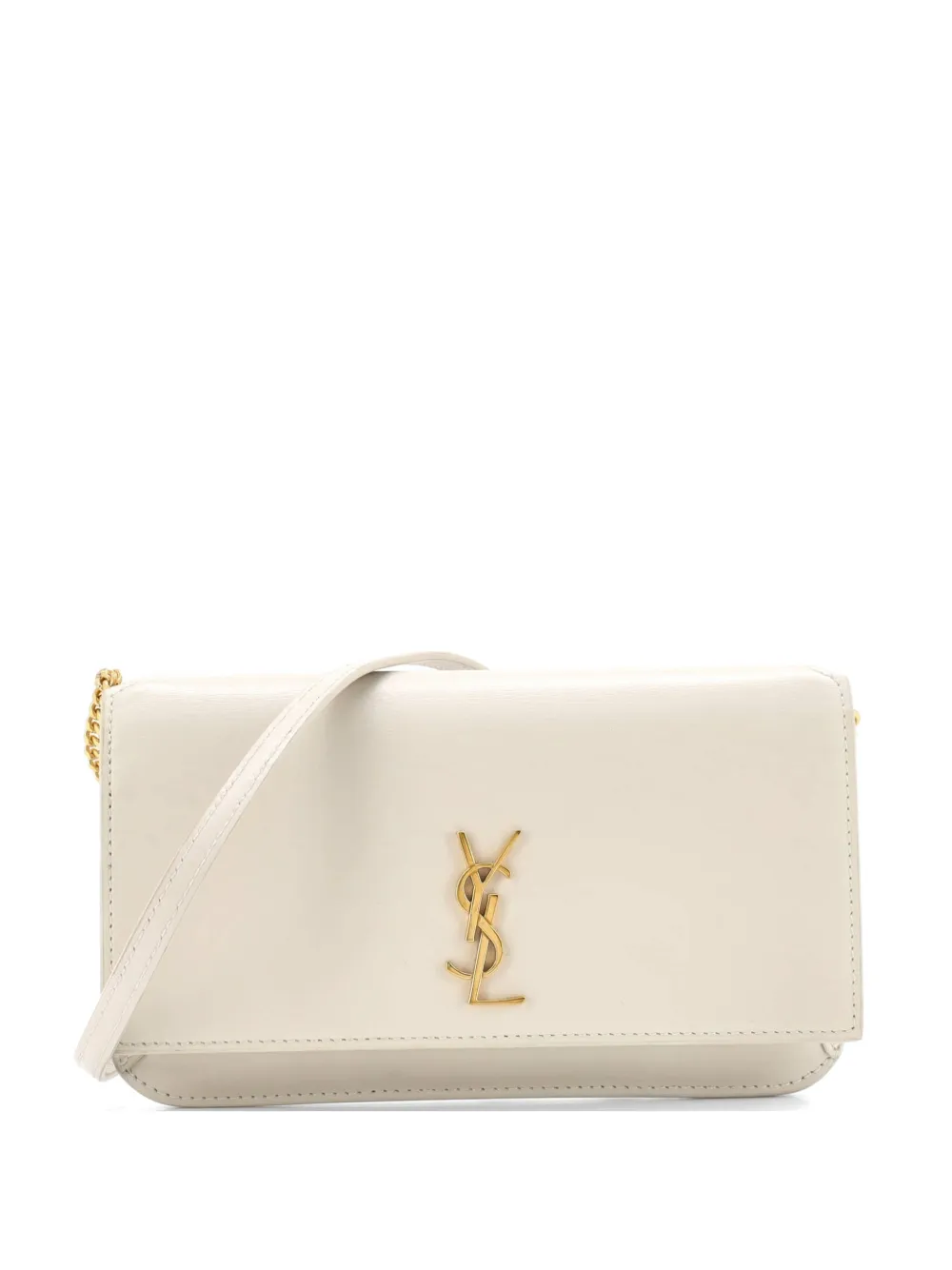 Saint Laurent Pre-Owned Classic Monogram Phone Holder Shoulder Bag Leather crossbody bag - Bianco