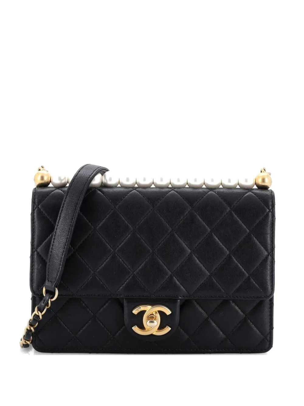 CHANEL Pre-Owned Chic Pearls Flap Bag Quilted Lambskin Small shoulder bag - Black