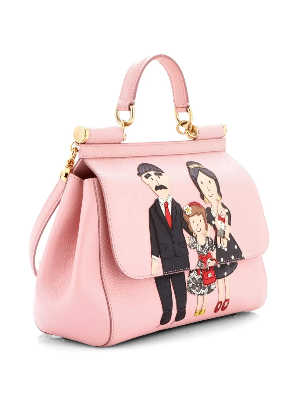  Dolce & Gabbana Pre-owned Bolso Satchel Family Miss Sicily Mediano De Piel Con Diseño Patchwork - Rosa 