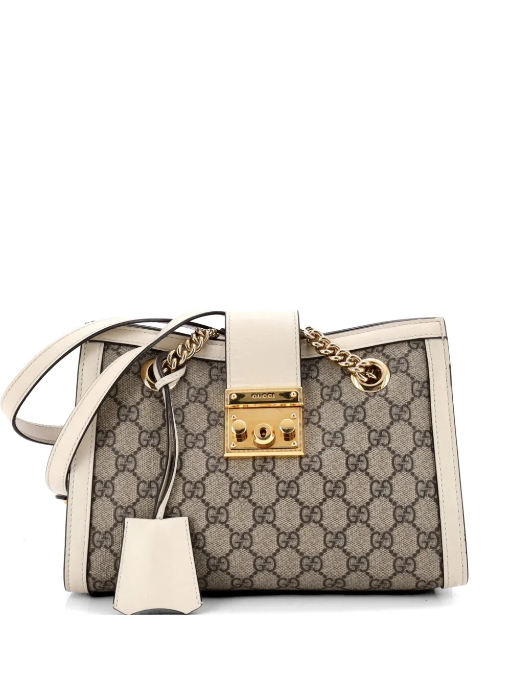 Gucci Pre-Owned Padlock Chain Tote GG Coated Canvas with Leather Small shoulder bag - Marrone