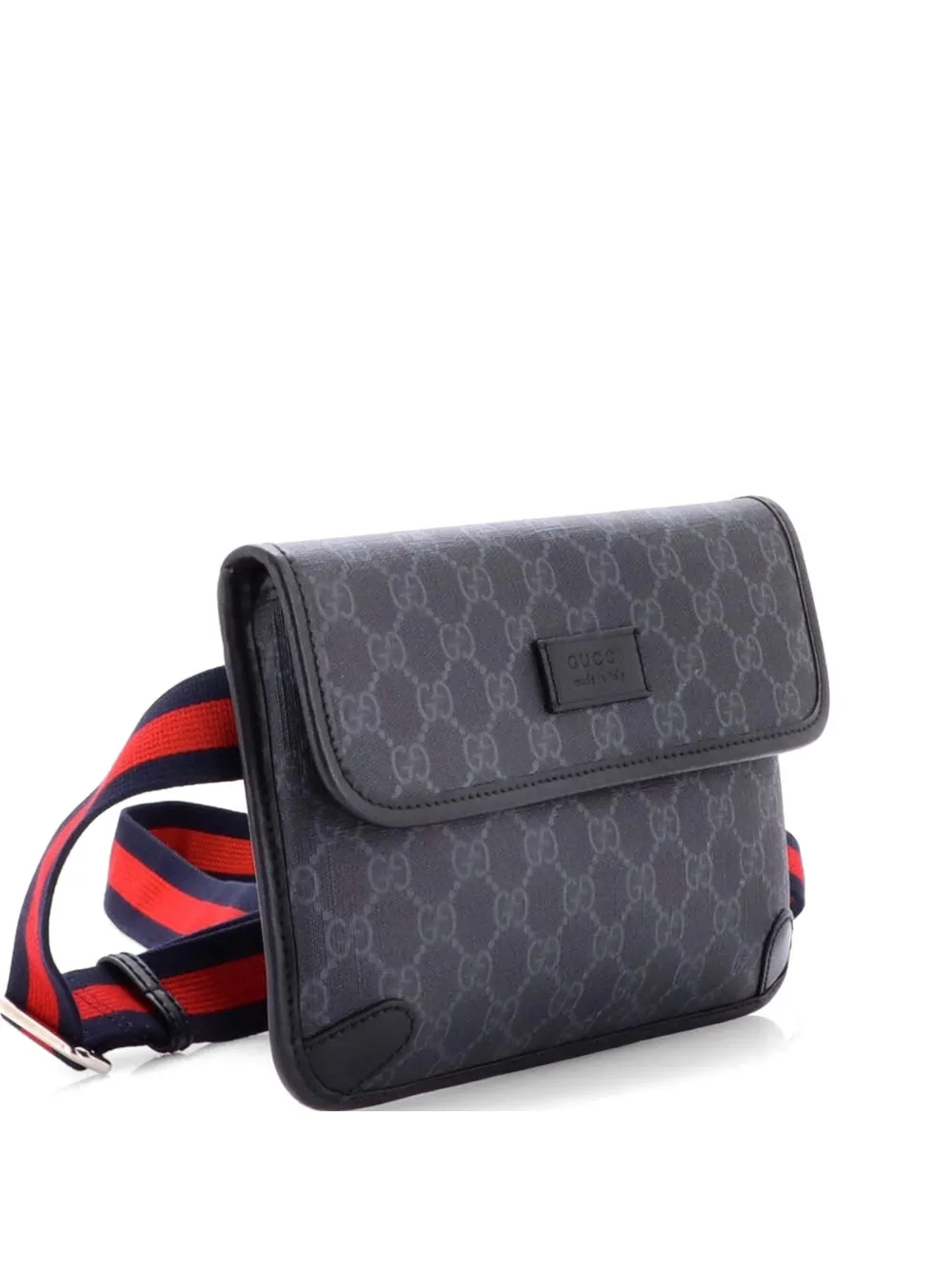 Gucci Pre-Owned Web Flap GG Coated Canvas belt bag - Nero