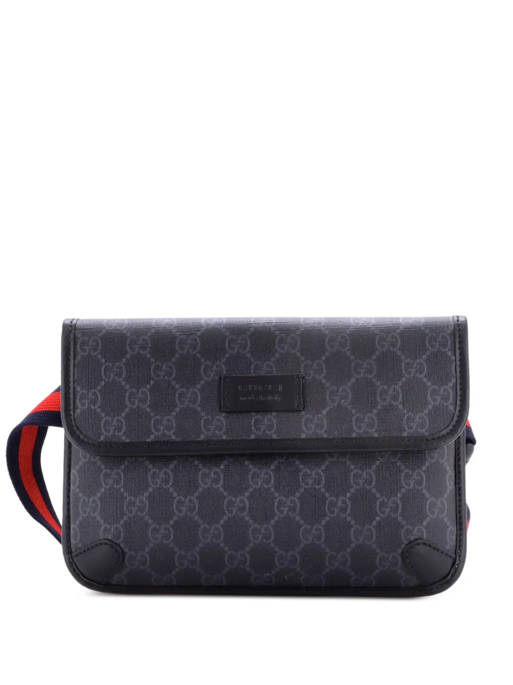 Gucci Pre-Owned Web Flap GG Coated Canvas belt bag - Black