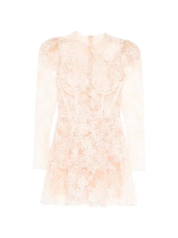 MONTSAND Beaded Lace Mini Dress | Pink