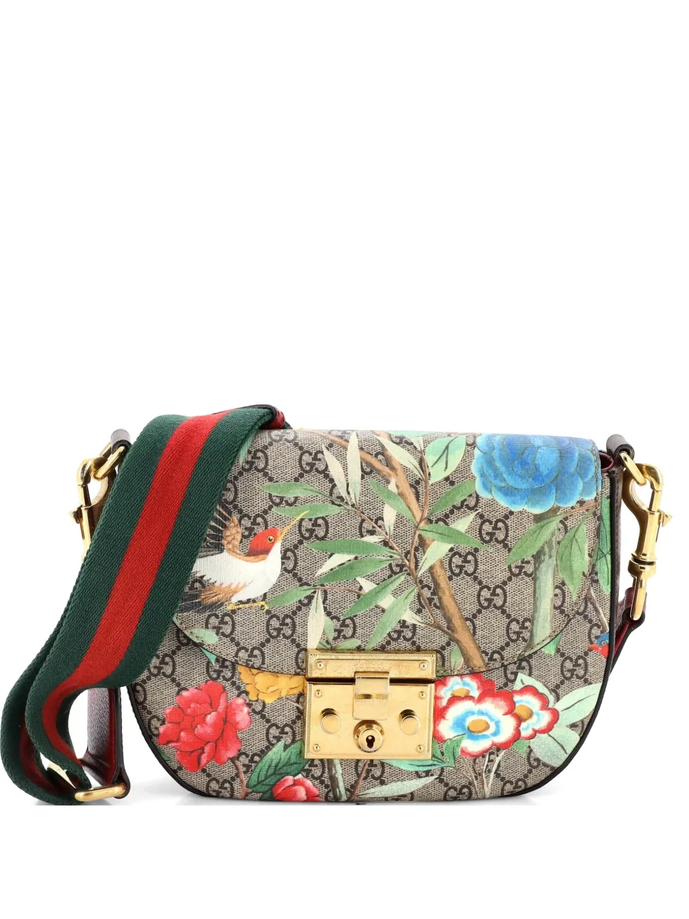Gucci Pre-Owned Padlock Saddle Tian Print GG Coated Canvas Medium shoulder bag - Braun
