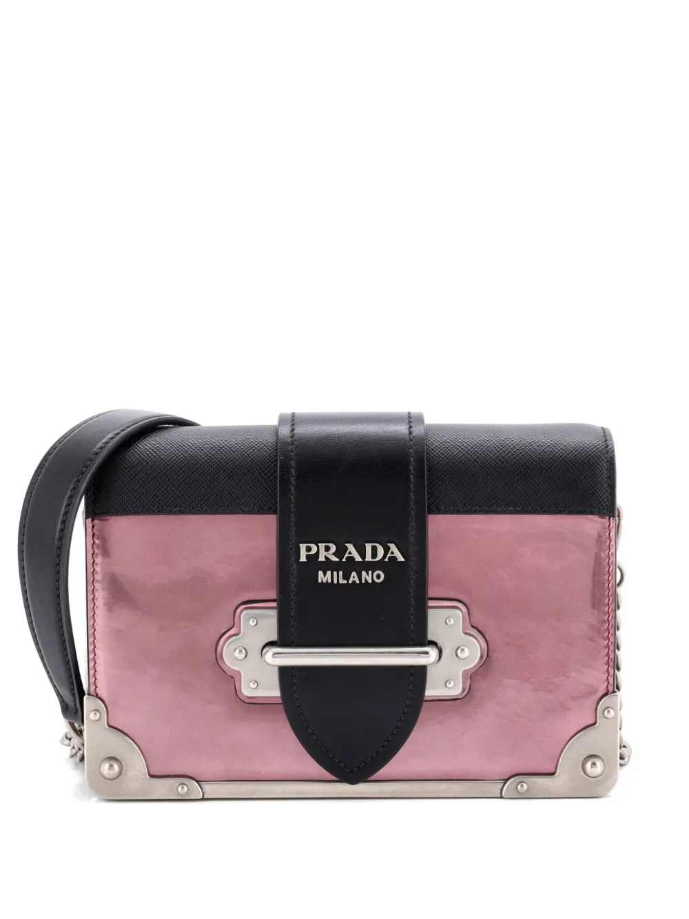Prada Pre-Owned Cahier Chain Metallic Leather and Saffiano Small crossbody bag - Viola