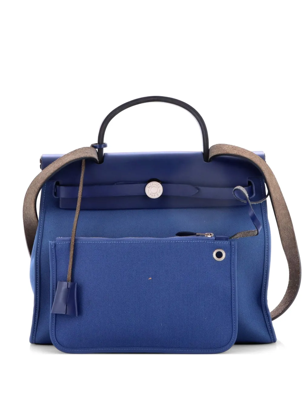 Hermès Pre-Owned Herbag Zip Leather and Toile 31 shoulder bag - Blu