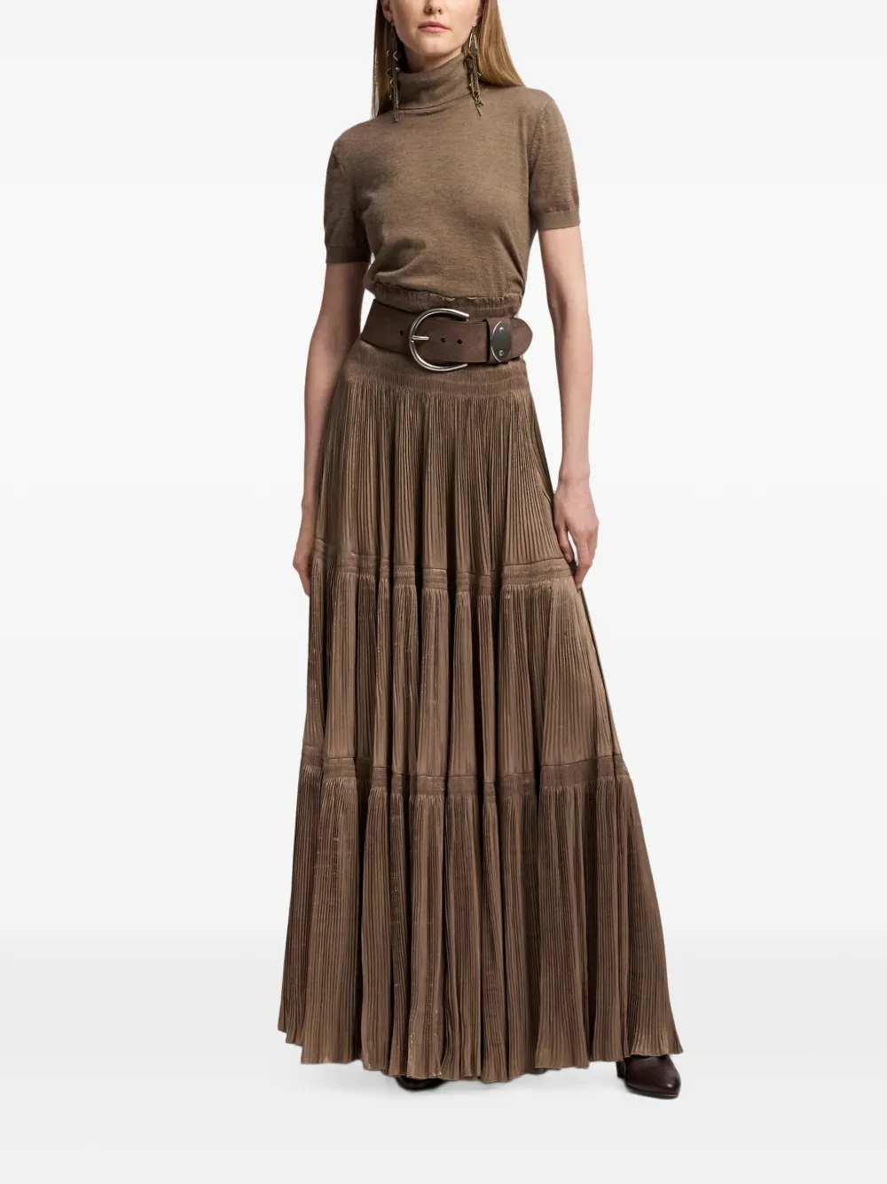 Ralph Lauren Collection Adeena maxi-plooirok Bruin
