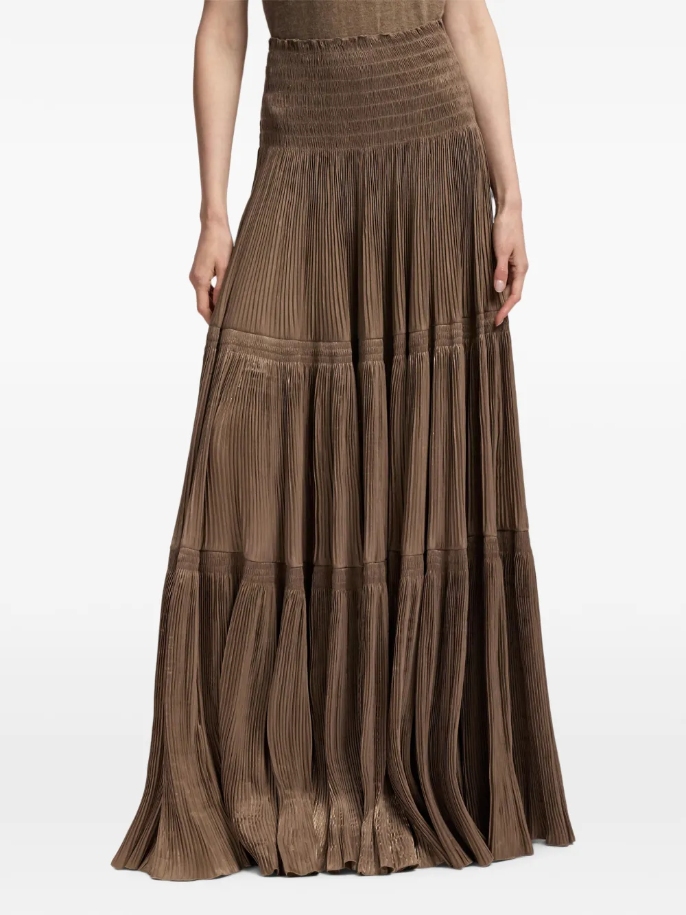 Ralph Lauren Collection Adeena maxi-plooirok Bruin