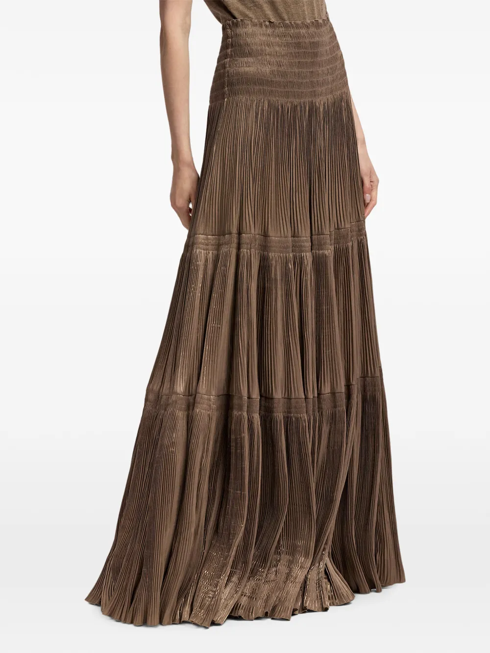 Ralph Lauren Collection Adeena maxi-plooirok Bruin
