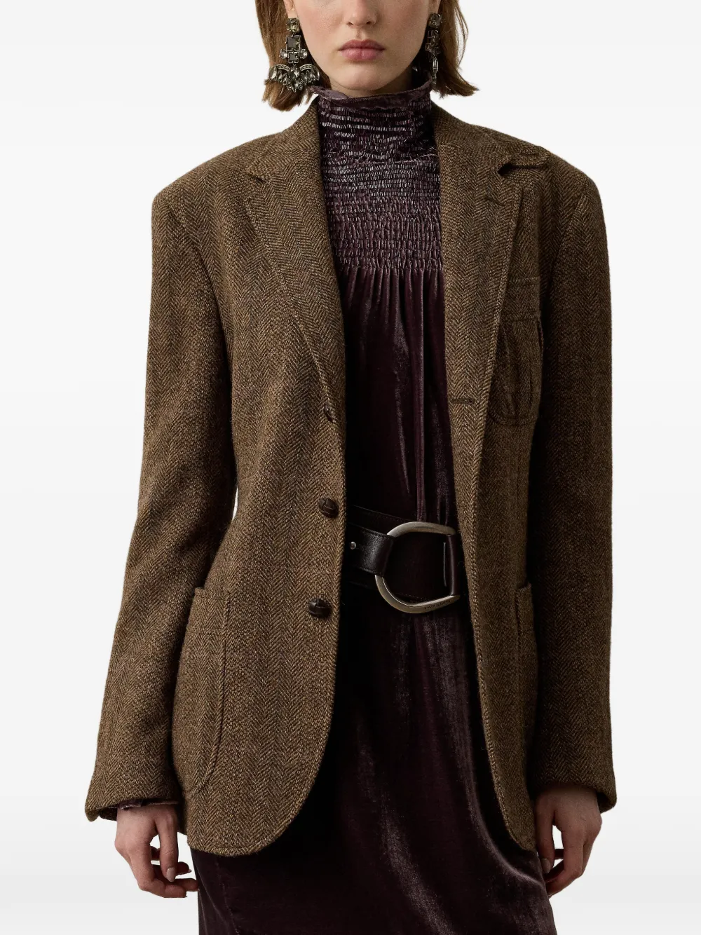 Ralph Lauren Collection Blazer met enkele rij knopen Bruin